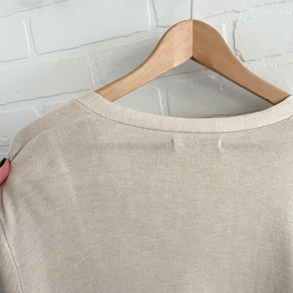 Zara Women’s Knit Sweater Cardigan Snaps Vegan leather pockets Cream XL Overs. - Picture 12 of 12